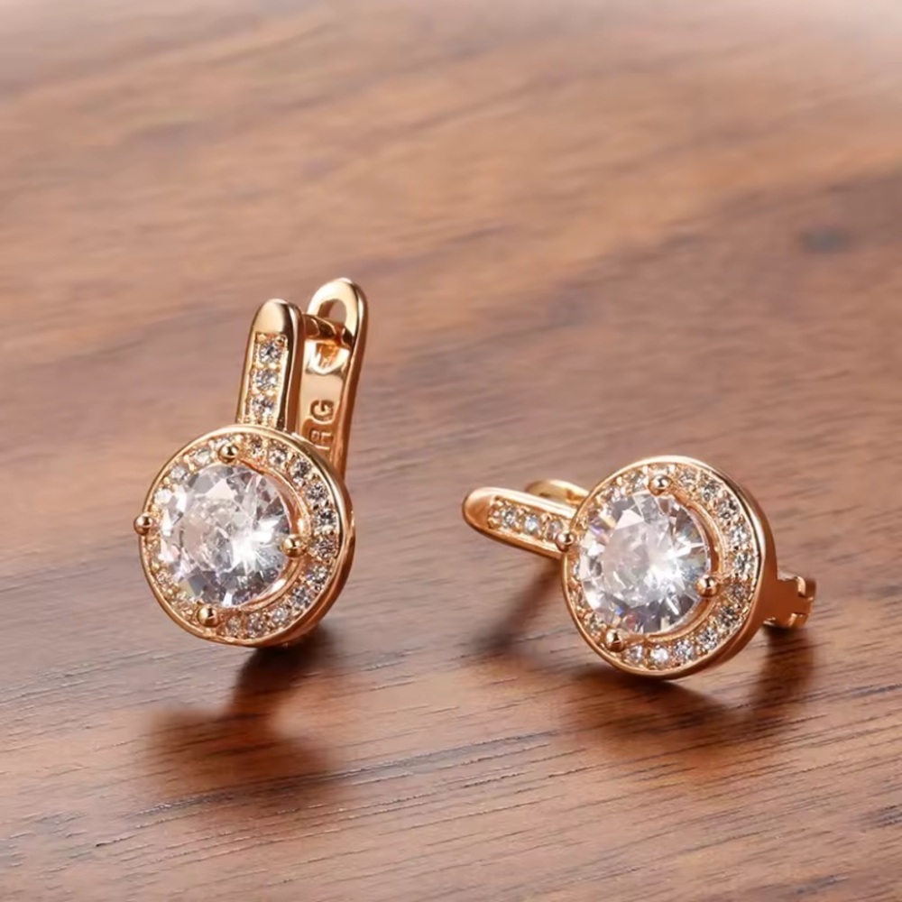 18k Gold over Sterling Silver and Moissanite Crystal Earrings